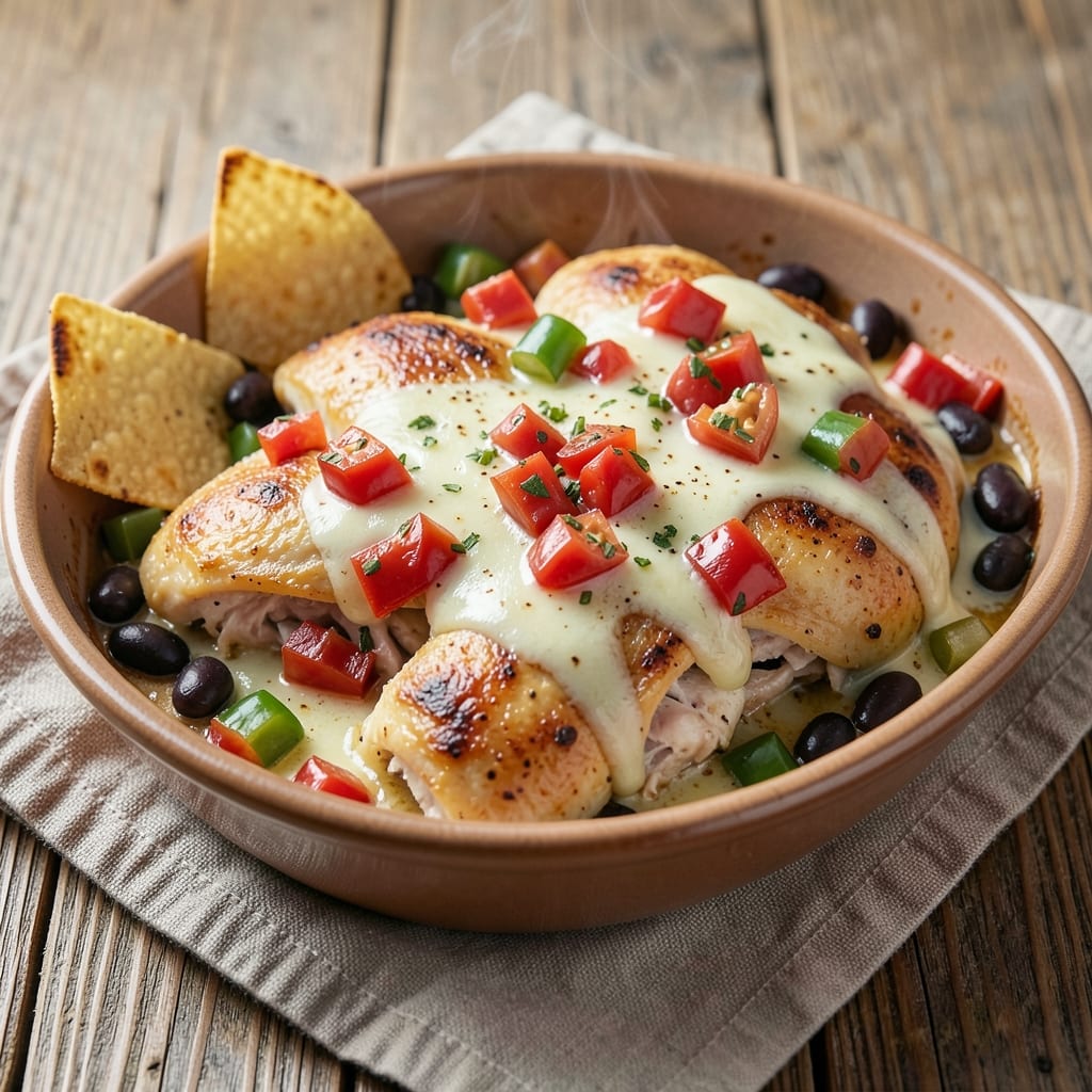 Baked Chicken Rotel Recipe: Spicy Tomato Cheese Crunch in One Pan