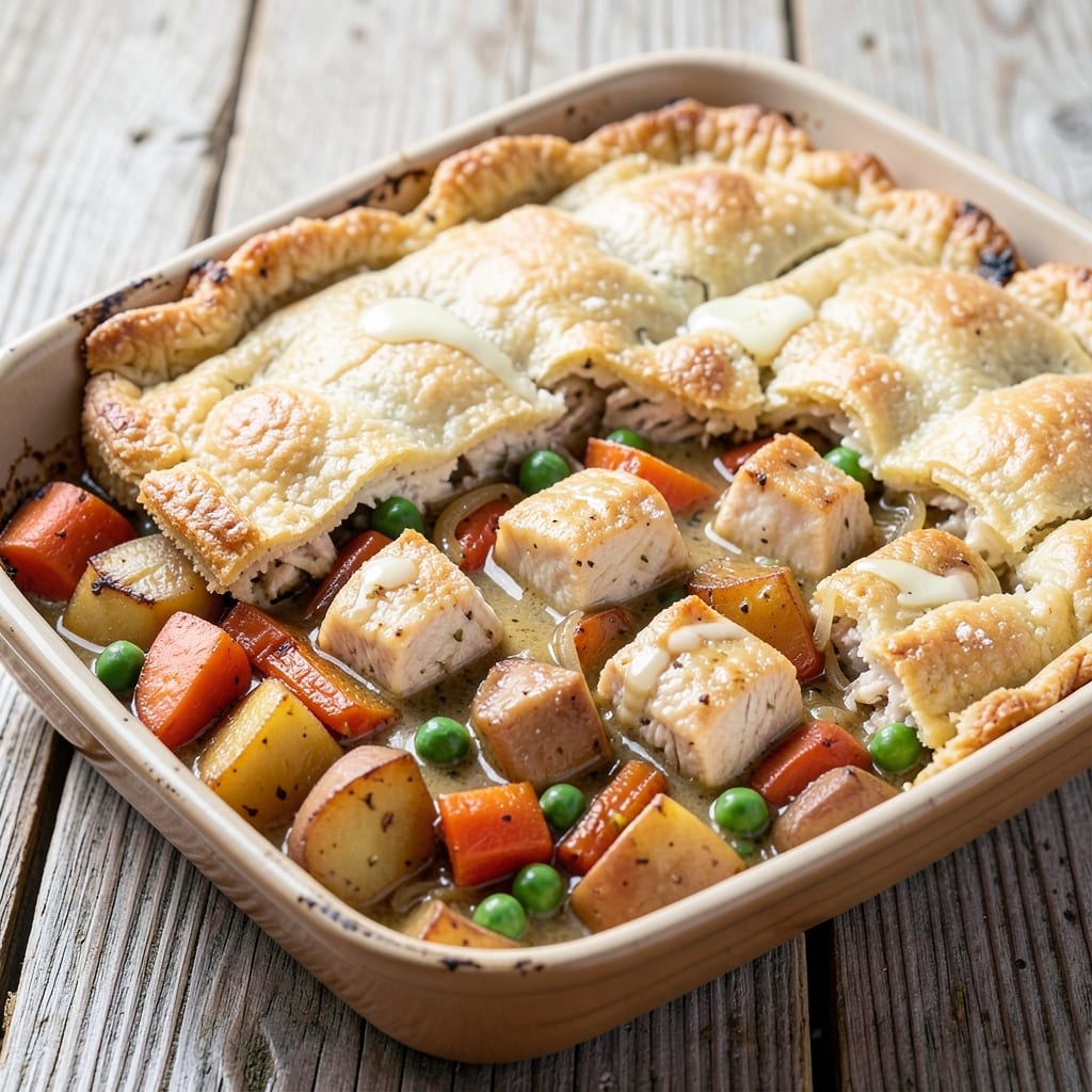 Bisquick Chicken Pot Pie Recipe in 9x13 Pan: Flaky Topping and Creamy Filling Fusion