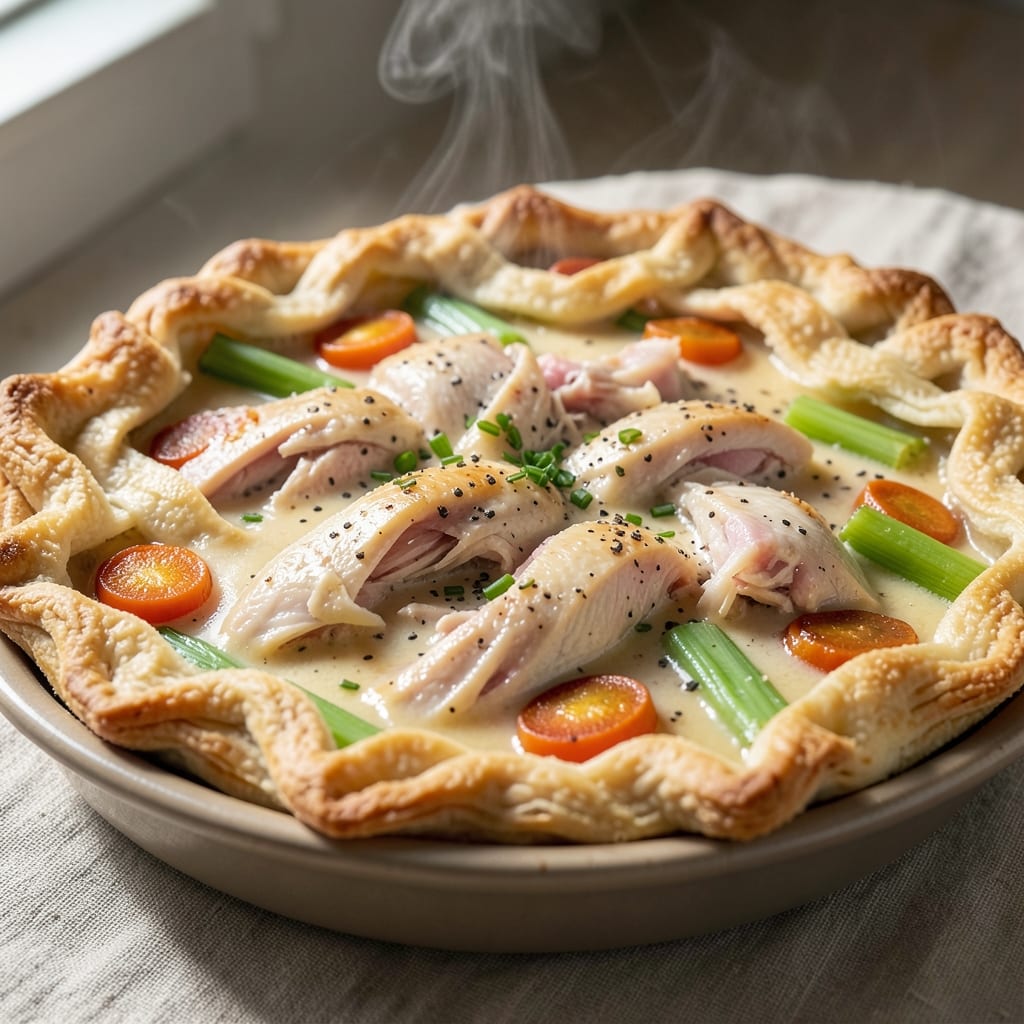 Banquet Chicken Pot Pie Recipe: Celery-Crusted Comfort with Golden Yolk Rivers