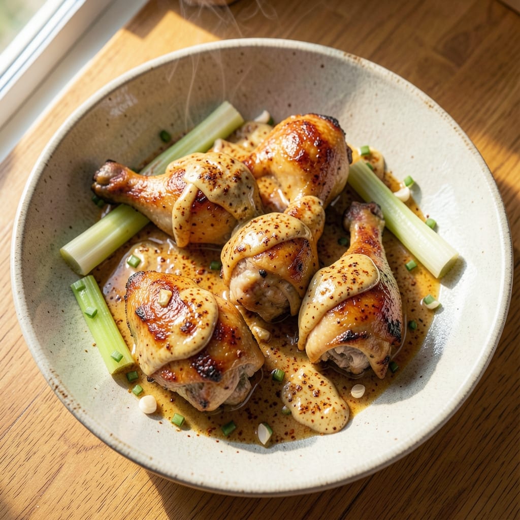 Baked Chicken Drumsticks Indian Recipe: Celery-Crusted Spice and Yogurt Magic