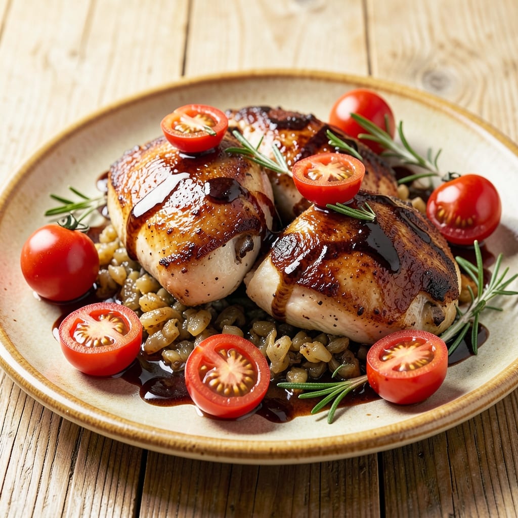 Balsamic Chicken Thighs With Burst Tomatoes Recipe: Sweet-Tart Glaze That Caramelizes to Perfection