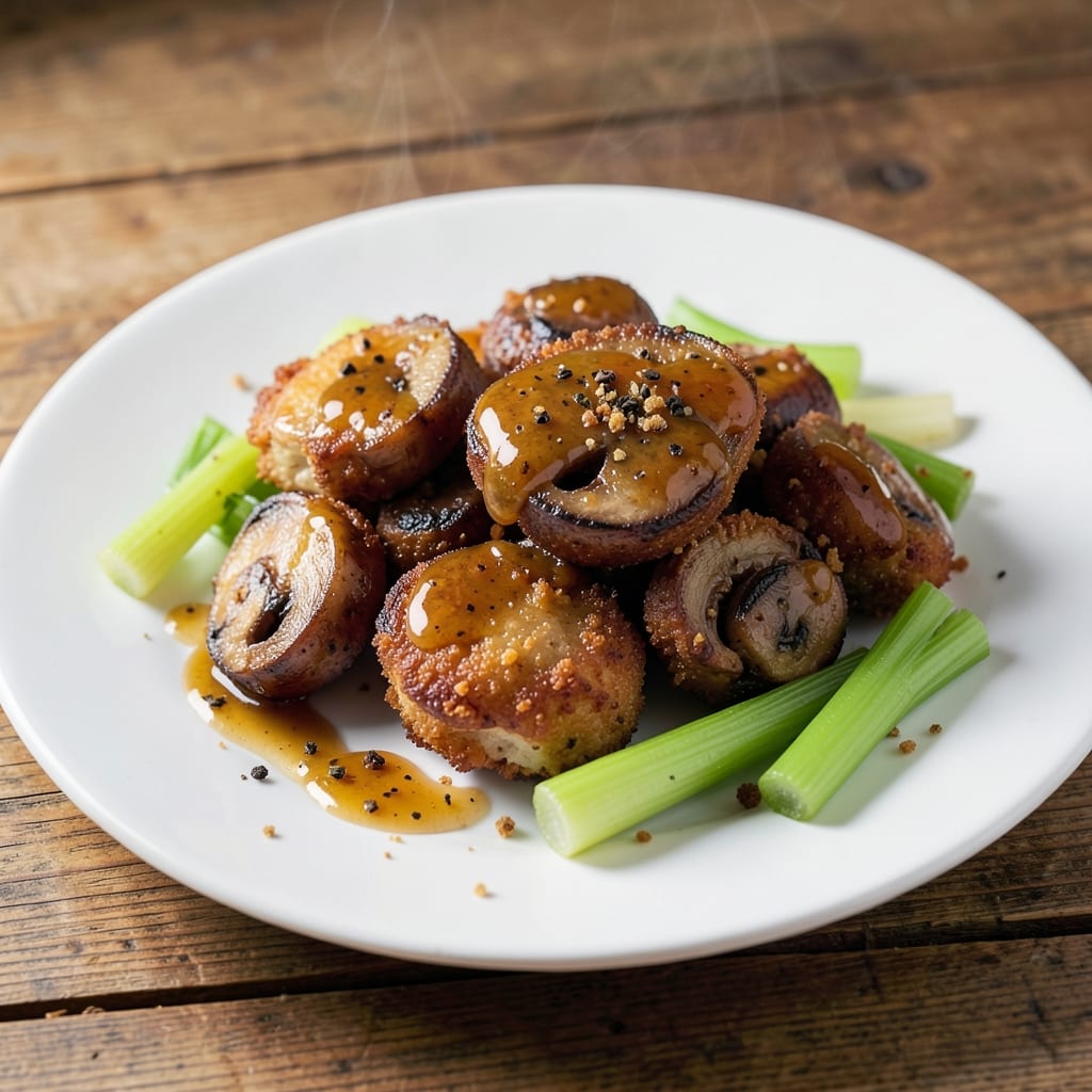 Brown's Chicken Fried Mushrooms Recipe: Celery-Crusted Crunch With Tangy Yogurt Streaks