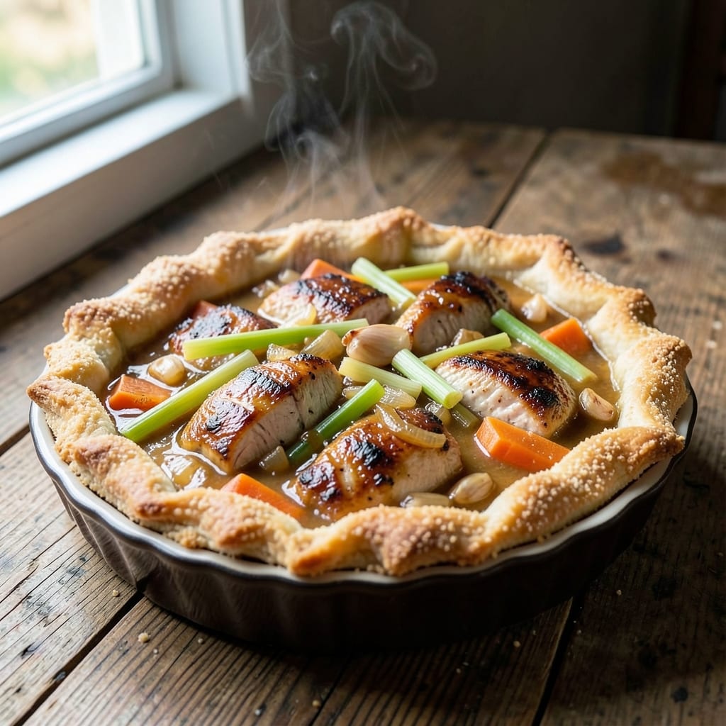 Brian Lewis' Chicken Pot Pie Recipe: Celery-Crusted Crunch With Velvety Yolk Streaks