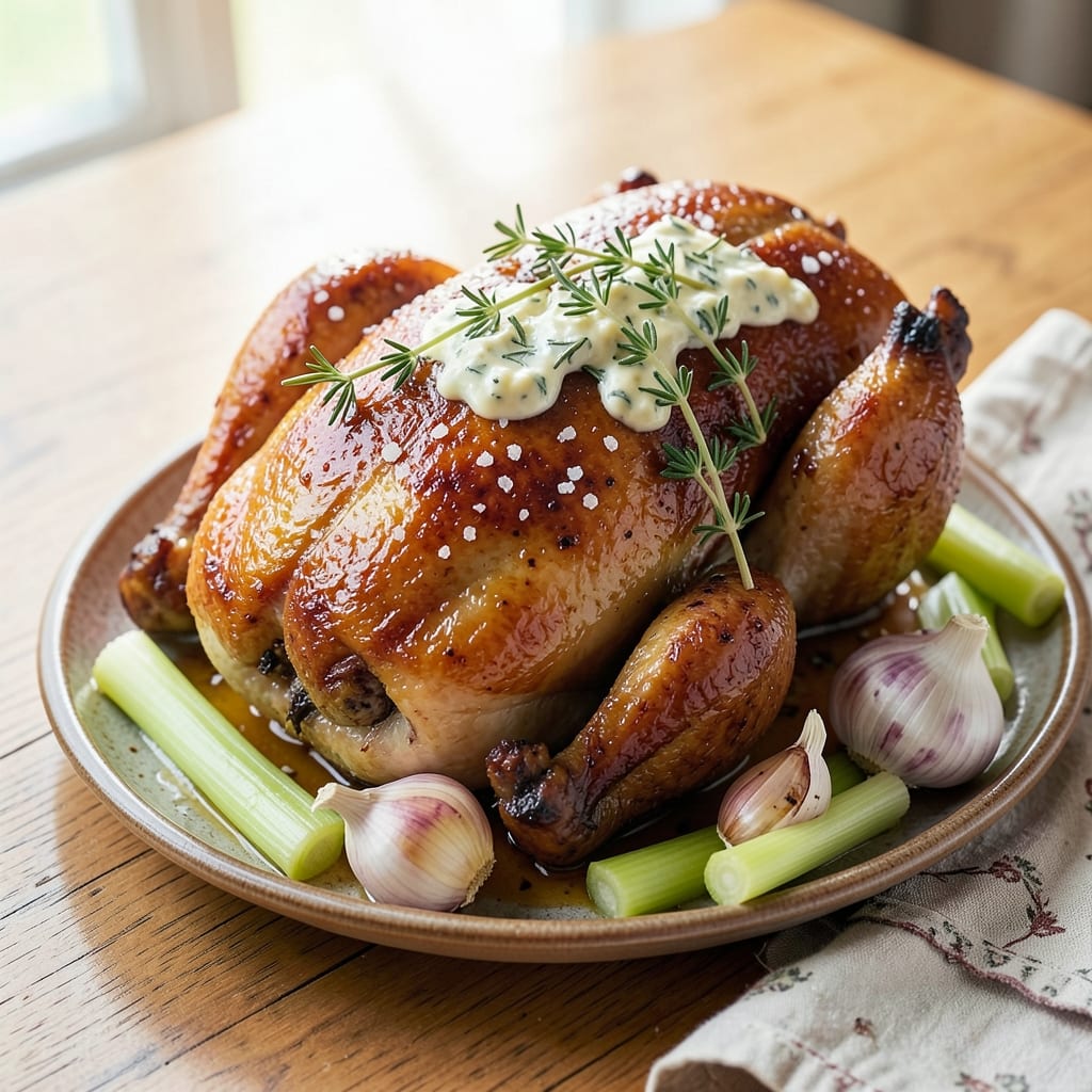 Bouchon-Style Roast Chicken Recipe: Celery-Infused Crisp Skin and Herb-Kissed Juiciness
