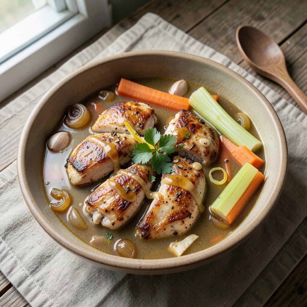 Bobby Flay's Chicken Soup Recipe: Celery-Crusted Crunch With Spiced Yogurt Swirls