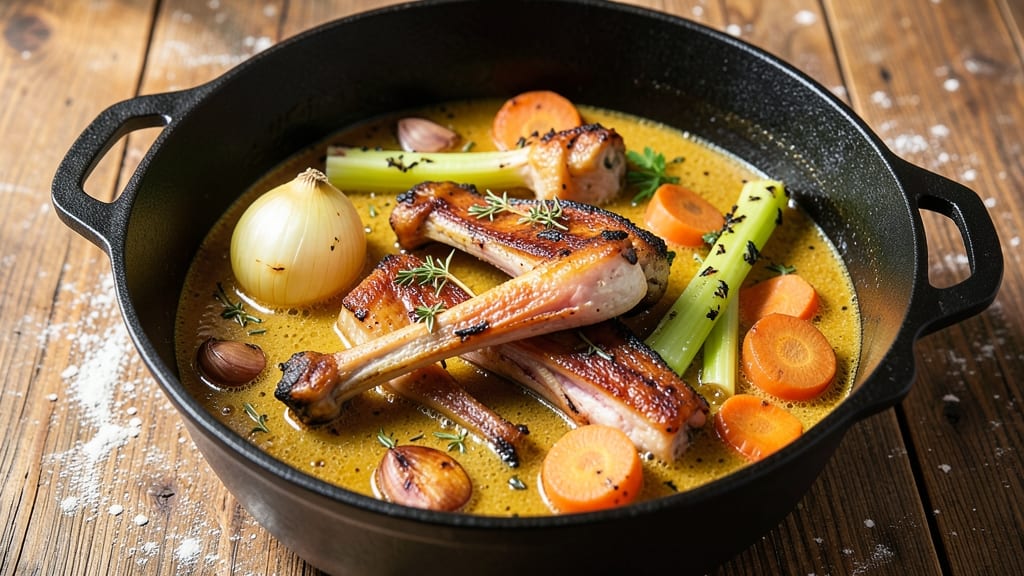 Alton Brown's Chicken Stock Recipe: Slow-Simmered Flavor With Caramelized Bases