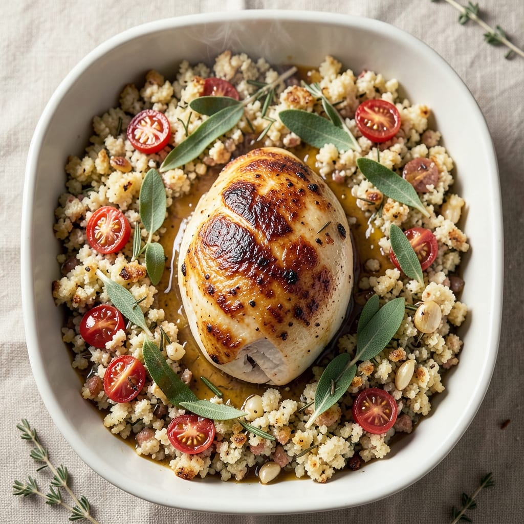 Baked Chicken Breast With Stove Top Stuffing Recipe: Herb-Packed Crust and Juicy Centers in One Pan