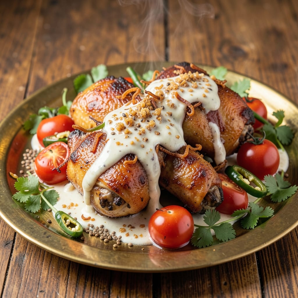 Anglo-Indian Chicken Roast Recipe: Spiced Yogurt Marination Meets Crispy Celery Crunch