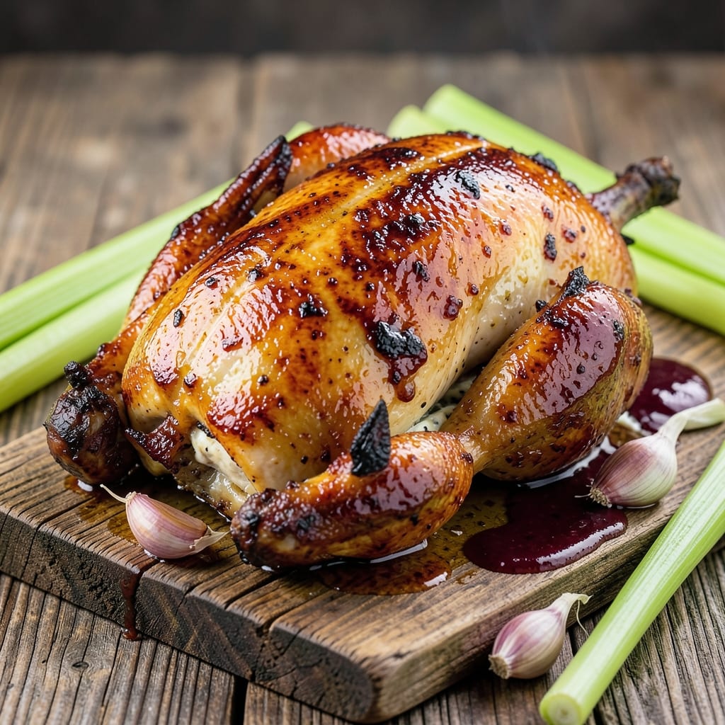 Best BBQ Roast Chicken Recipe: Crispy Celery Crust Meets Smoky Yogurt Streaks