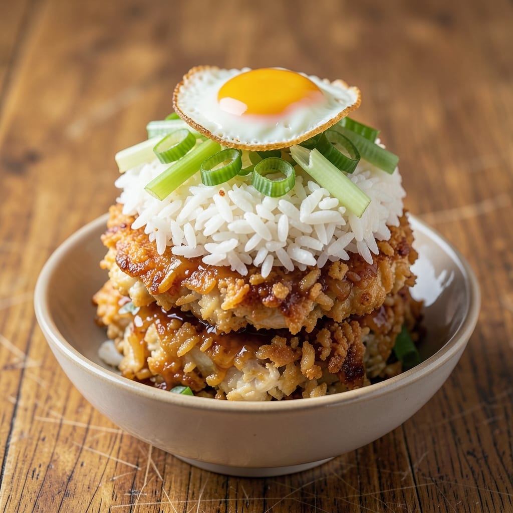 Bang Bang Chicken Fried Rice Stack Recipe: Celery-Crusted Crunch With Runny Yolk Rivers